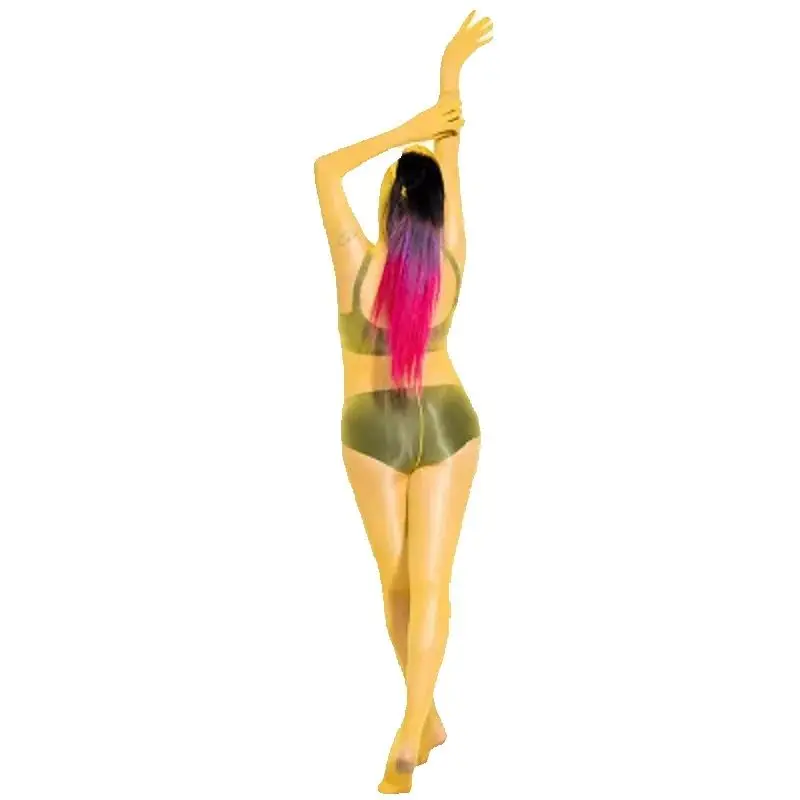 8D Oil Glossy Crotchless Nylon Tights Bodystocking Unisex Open Crotch Bodysuit Transparent Half-Wrapped Head Jumpsuit Unitard