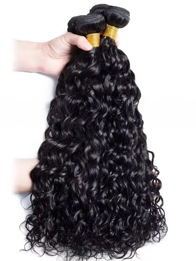 Пучки человеческих волос с глубокими волнами 30, 32 дюйма, 3, 4 пучка, девственные необработанные бразильские вьющиеся волосы, 100% наращивание человеческих волос