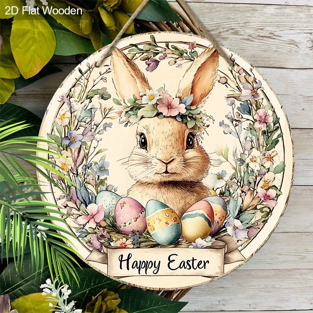 CIFbuy Vintage Happy Easter Bunny Aluminium-Wandkunst, wasserfest, langlebig, rostfrei, Metallschild für die Tür zu Hause, Dekoration