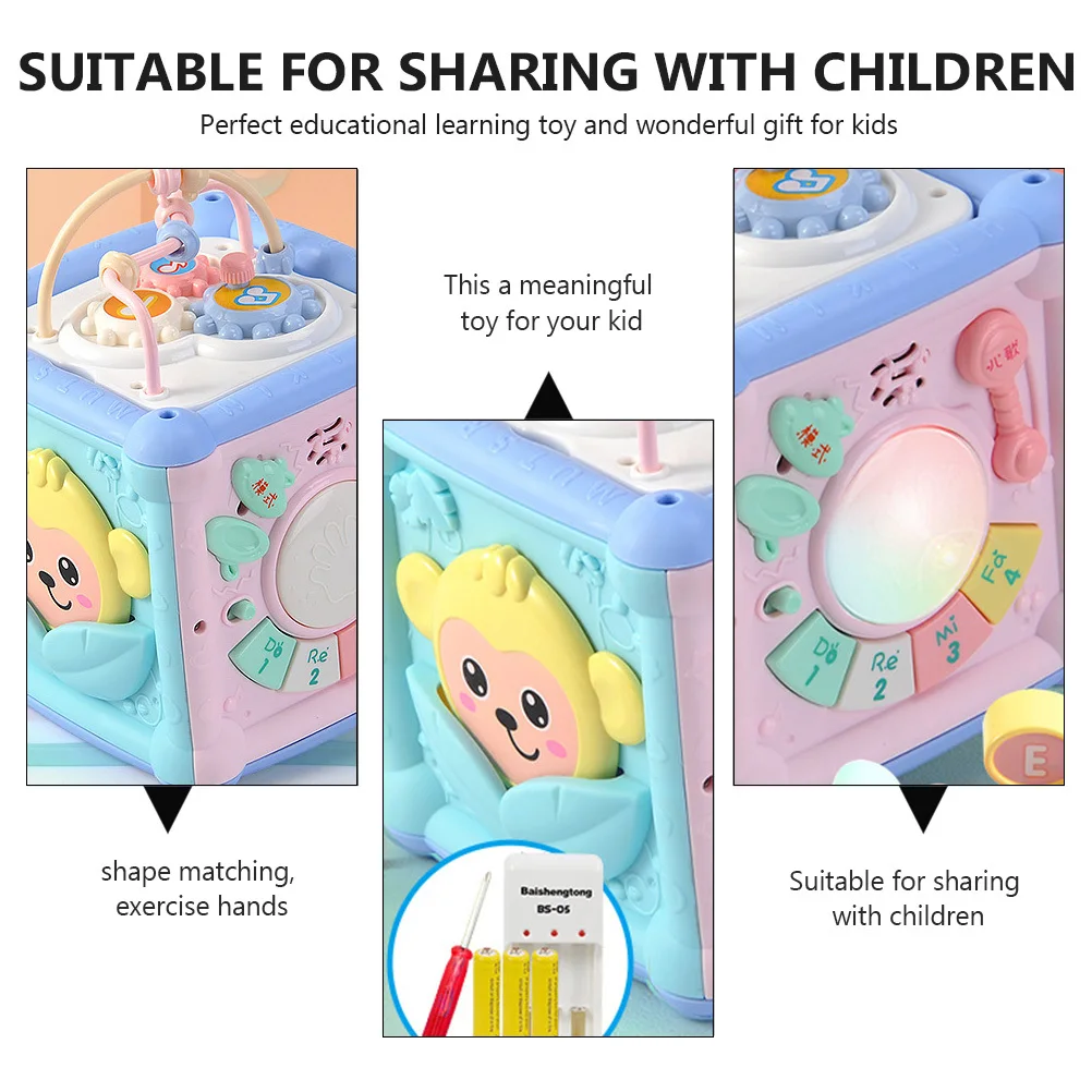 

Sound and Light Six-sided Drum Toy Kids Plaything Toddlers Educational Geometry Match Abs Hand Knock Baby Multifunctional