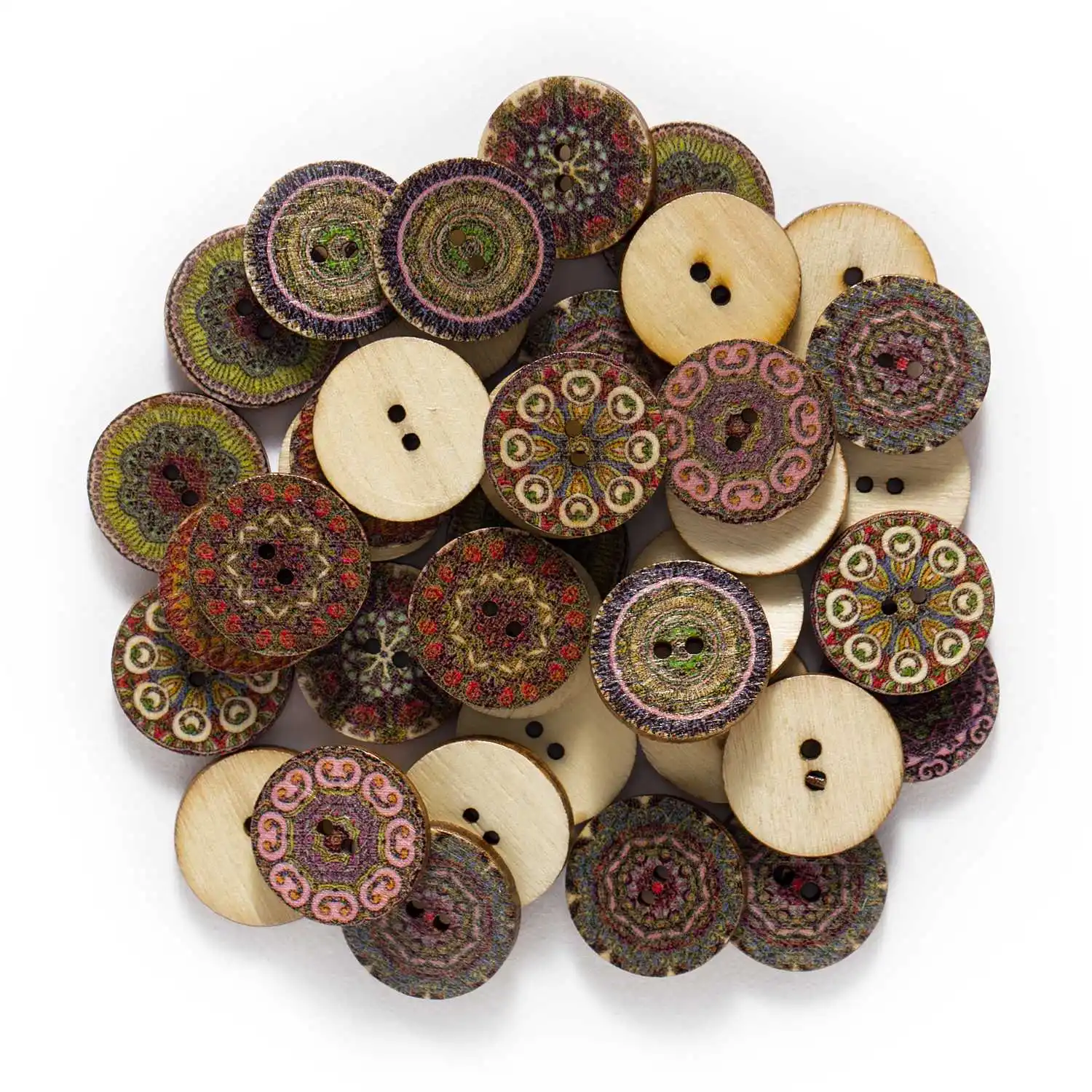 50Pcs/Lot 2 Holes Wood Buttons for Sewing Scrapbooking Clothing Craft Making 15-25mm view 4