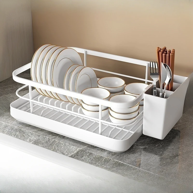 Multifunctional Dish Racks, Kitchen Tray Storage Holder, Countertop Drain Storage Rack, Simplicity Household Integrated Holder