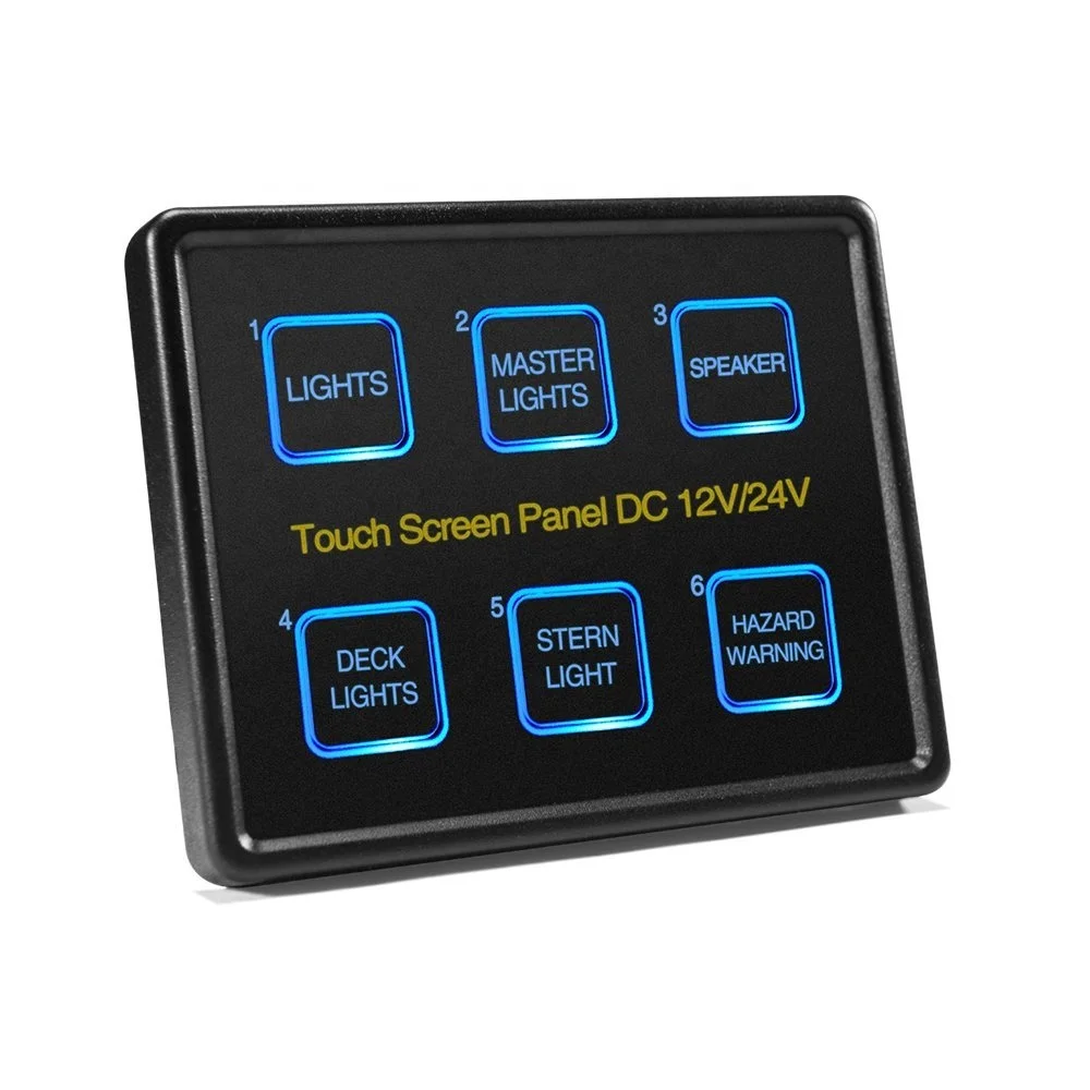 Hot Sale 12/24V Universal Switch Panel, 6 Gang Touch Screen Control Panel, LED Switch Panel for Car Boat