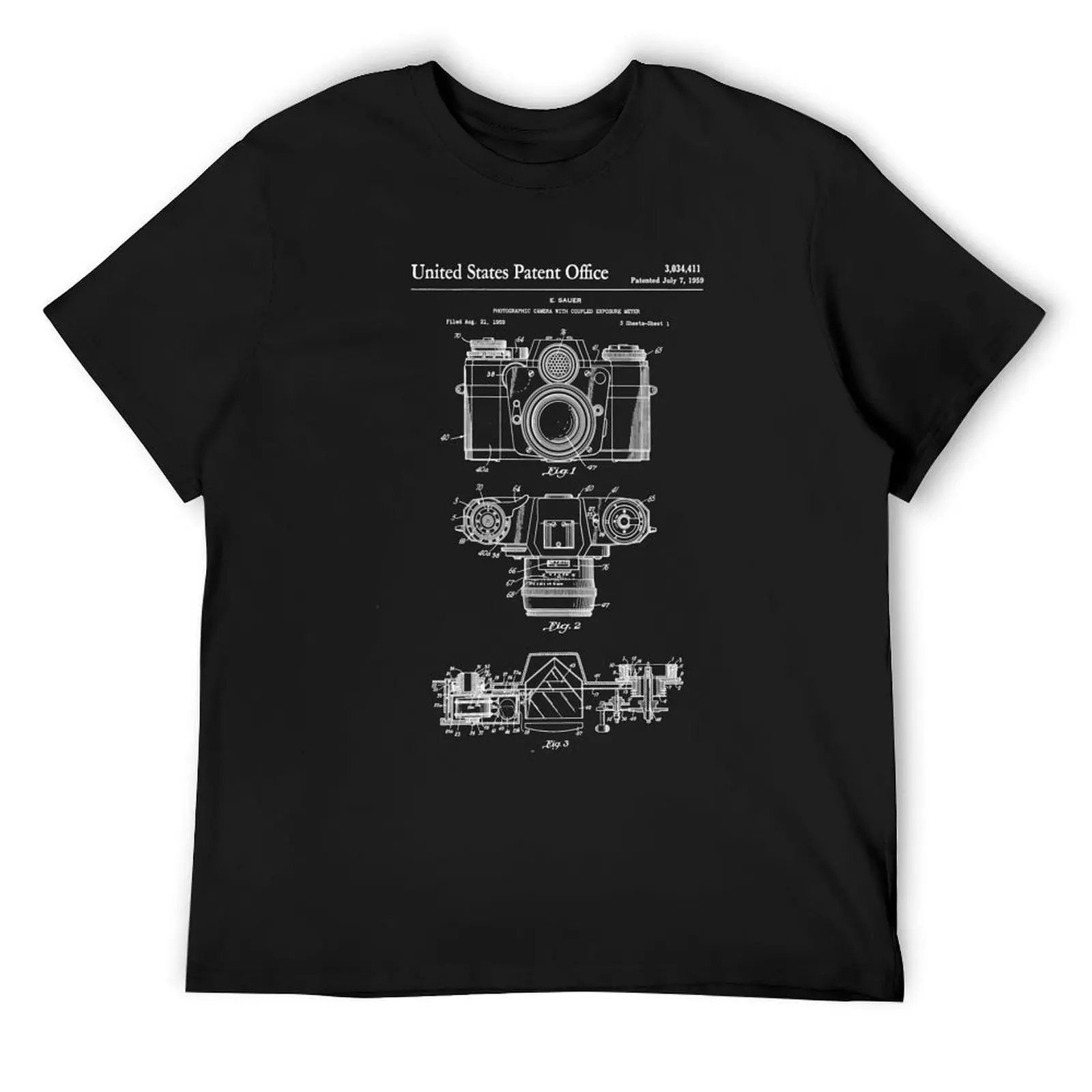 Camera Patent White T-Shirt graphic t shirts vintage anime shirt funny t shirts for men