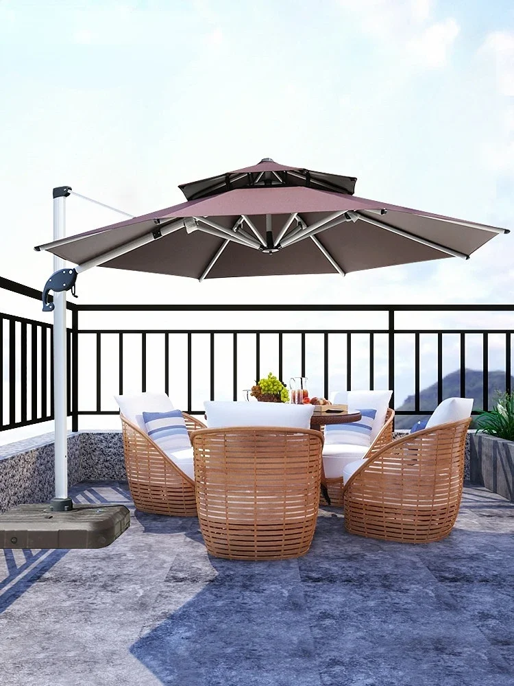 

Outdoor sunshade umbrella courtyard umbrella villa garden aluminum alloy Roman stall 3m square solar umbrella outdoor