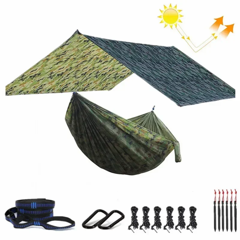 

Camping Hammock with 118inx118in Rain Fly Tarp Portable & Lightweight Nylon Parachute Indoor Outdoor Backpacking Travel,camping