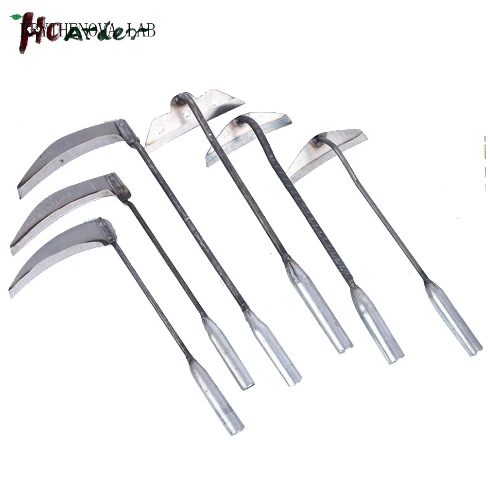 1Pc All-steel Hardened Hoe Farm Scythe Sickle Handheld Weeding Rake Vegetable Planting Farm Garden Agriculture Tool