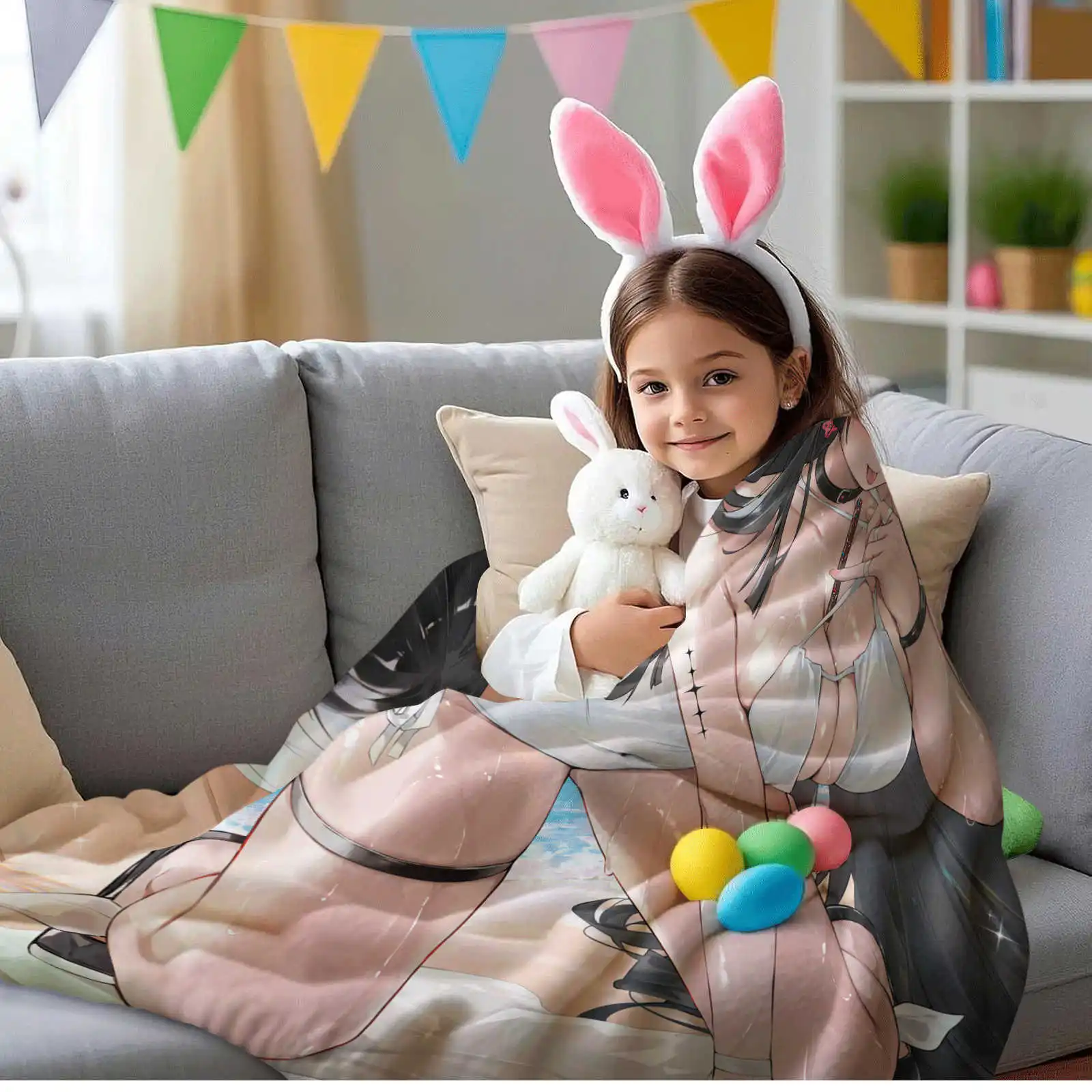 Anime Girl flanellen deken voor kantoor of reizen Perfect cadeau voor vrienden Groothandel beschikbaar