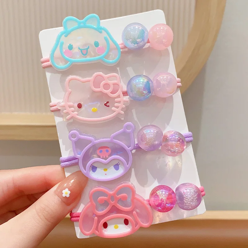 Sanrio Cartoon New Cute Hair Rope Creative Sanrio KT Cat Pacha Dog Sweet Anime Hair Rope Girl Accessories