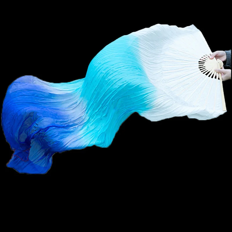 1pc Long Gradient Color Dance Ribbon Fans 150cm Length Imitation Silk Belly Dancing Fan Dance Props Dancer Practice