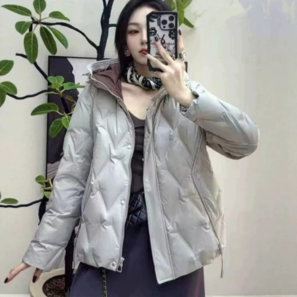 Winter Lightweight Hooded Down Jacket Women White Duck Down Drawstring Outwears Female Warm Zipper Waterproof Parker Jacket