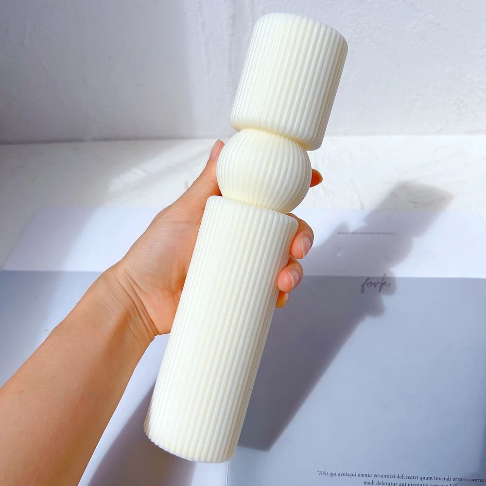 6 Designs Column Ribbed Pillar Candle Mold CylinderTemplate Silicone Molds Geometric Home Decor Striped Soy Wax Mold