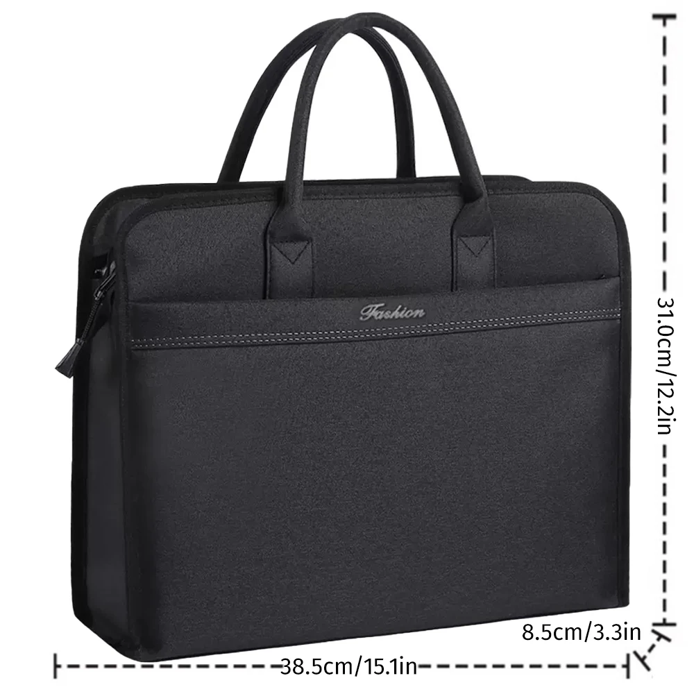 1PC Briefcase Men\'s Handbag Black Oxford Cloth Handbag File Bag Large Capacity Customized Waterproof Canvas File Bag