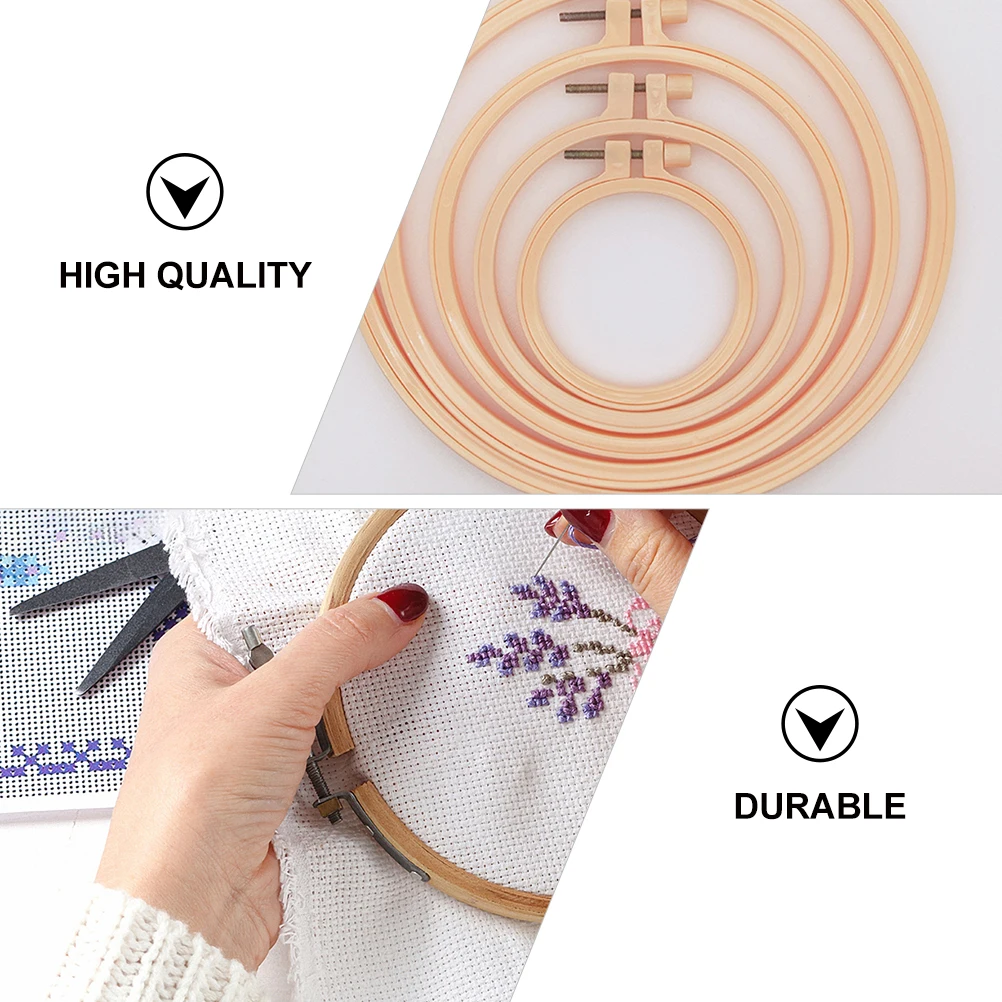 

6pcs Plastic Embroidery Hoops Round Cross Stitch Rings Set For Diy Craft Needlework Quilting Embroidery Supplies Tools