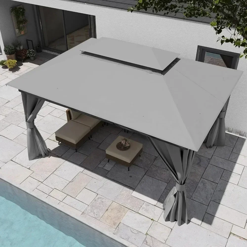 Heavy Duty Party Tent & Shelter with Double Roof, Mosquito Nettings and Privacy Screen, Patio Gazebo High quality