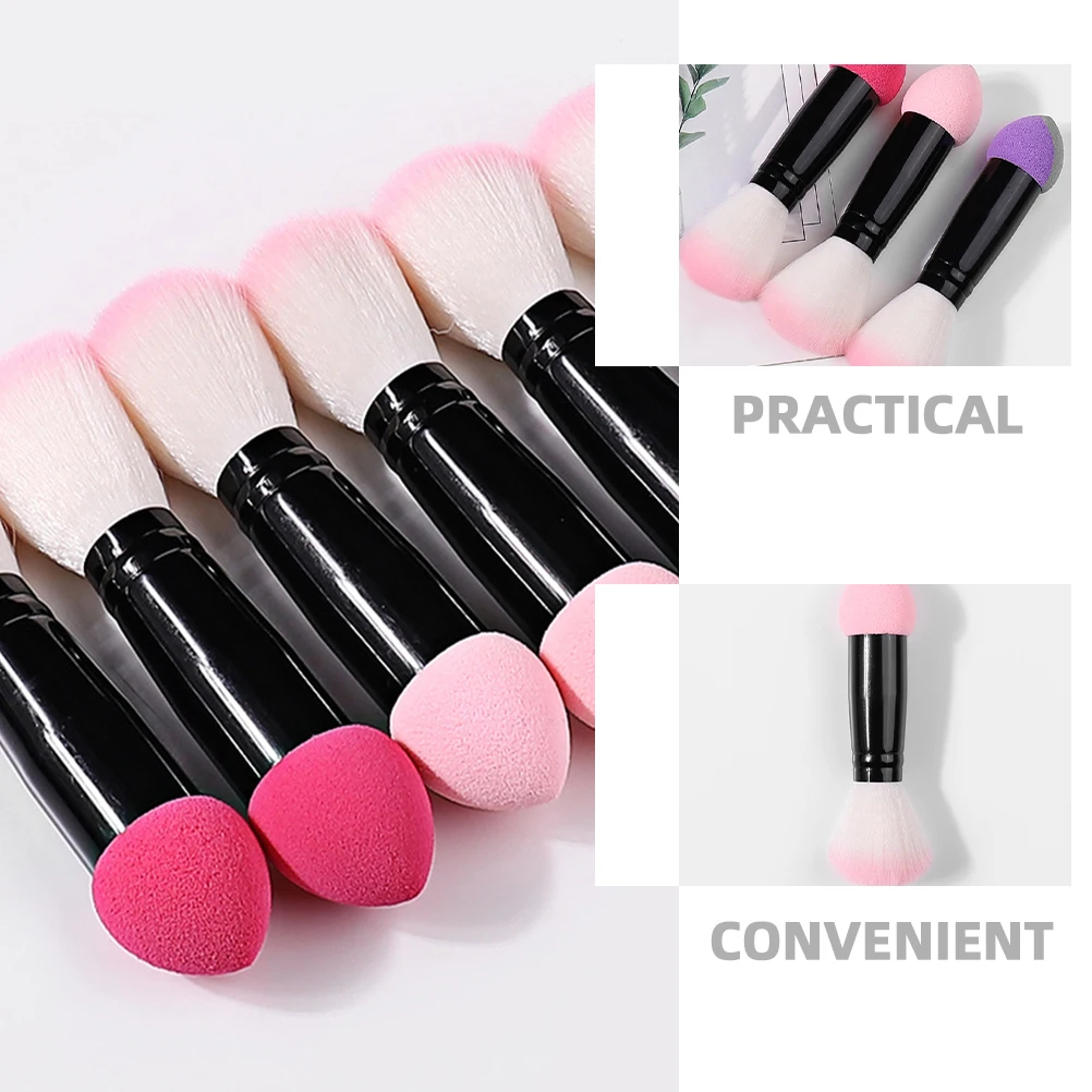 

6pcs Dual Ended Blush Brush Double Sided Makeup Brushes For Cream Powder Liquid Foundation Loose Powder Contour Concealer Facial