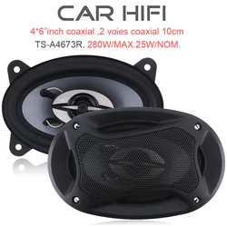 2pcs 4 X 6 Inch 280W Car HiFi Coaxial Speakers Vehicle Auto Door Audio Music Stereo Full Range Frequency Suoofer for Cars