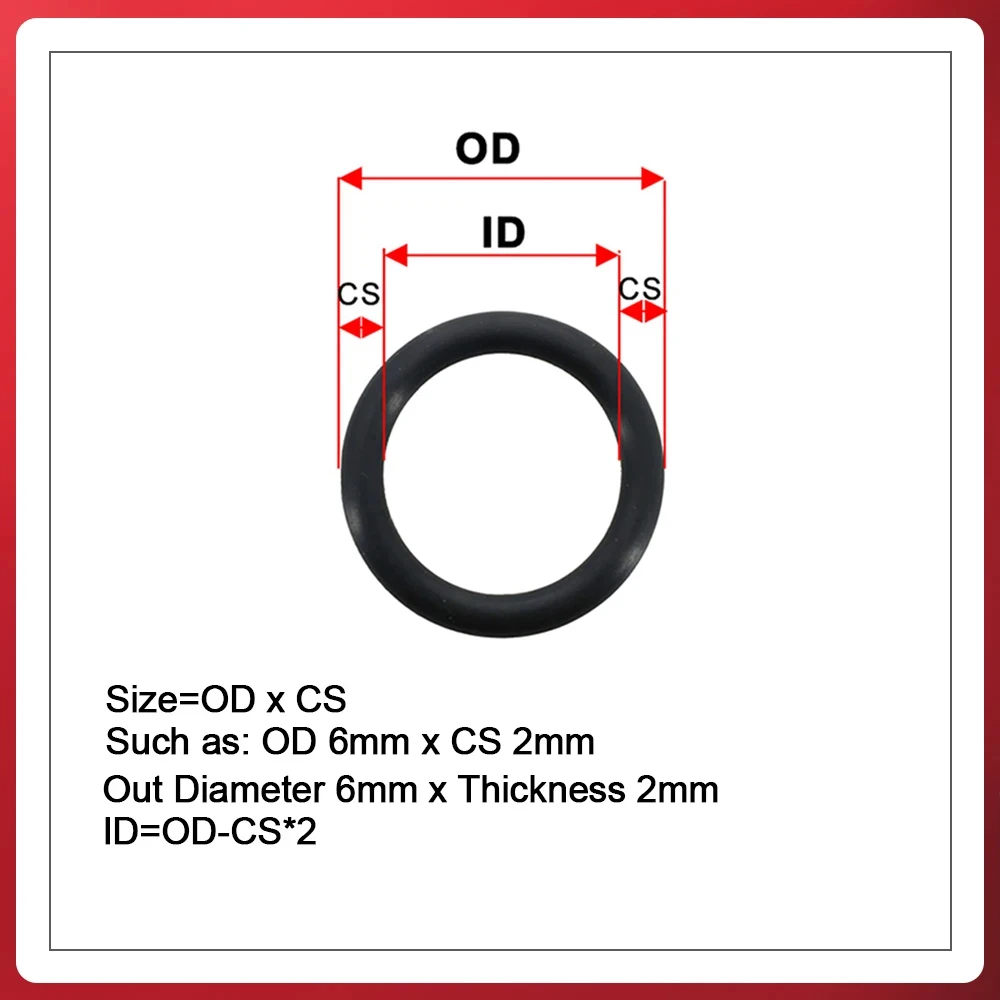 100-500pcs CS1mm OD4mm-50mm Black High Temperature Oring Gasket Washers VMQ O-ring silicone Insulated Sealing Thickness Rubber