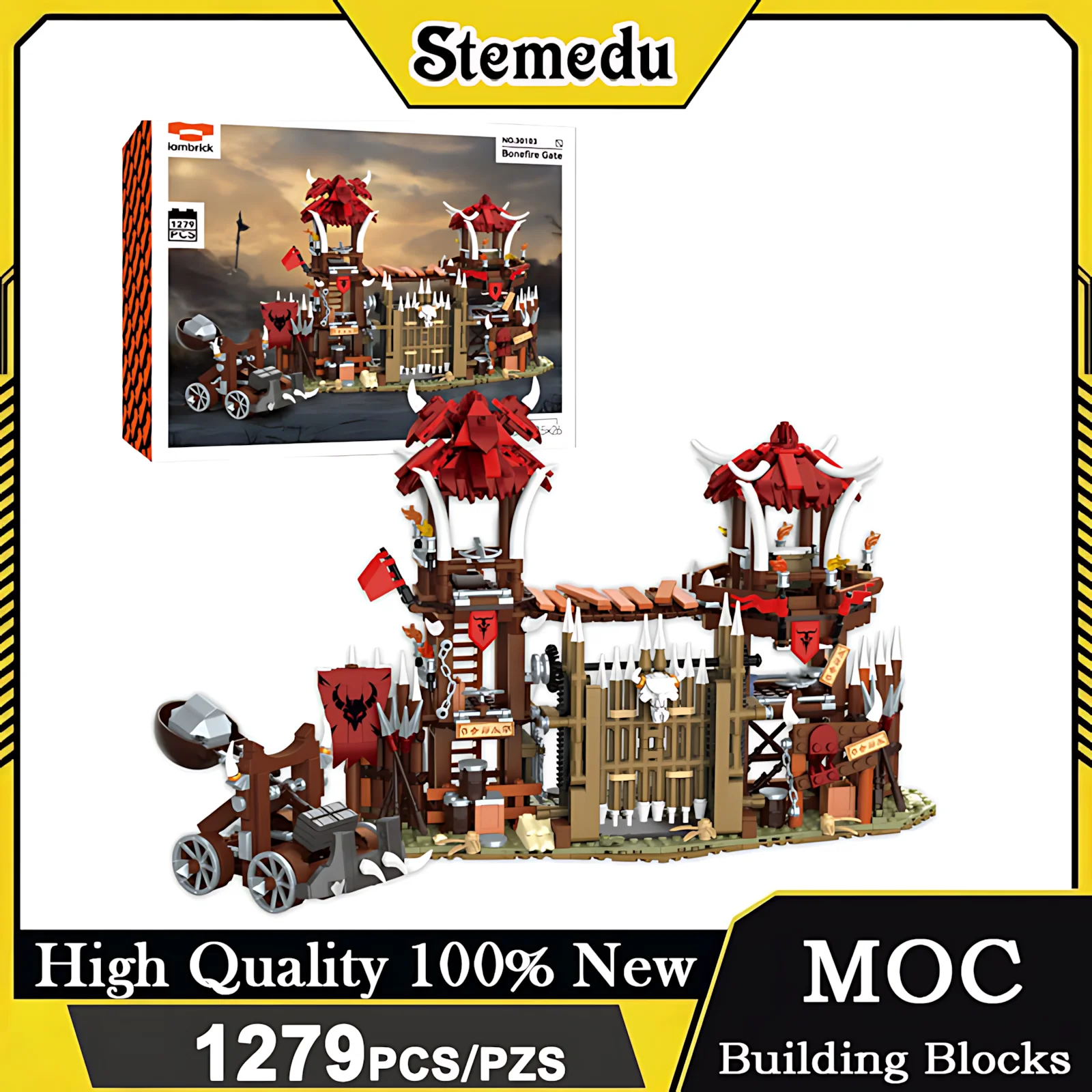 1279PCS Bonefire Gate Building Blocks Toys Assembly MOC Street View Architecture Bricks Model Detailed Creative Educational Gift