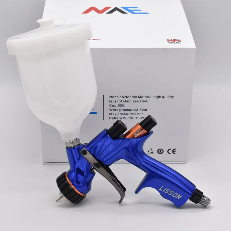 LISSON paint spray gun HVLP air spray gun 1.3mm stainless steel nozzle 600cc cup spraying tool suitable for car spray painting