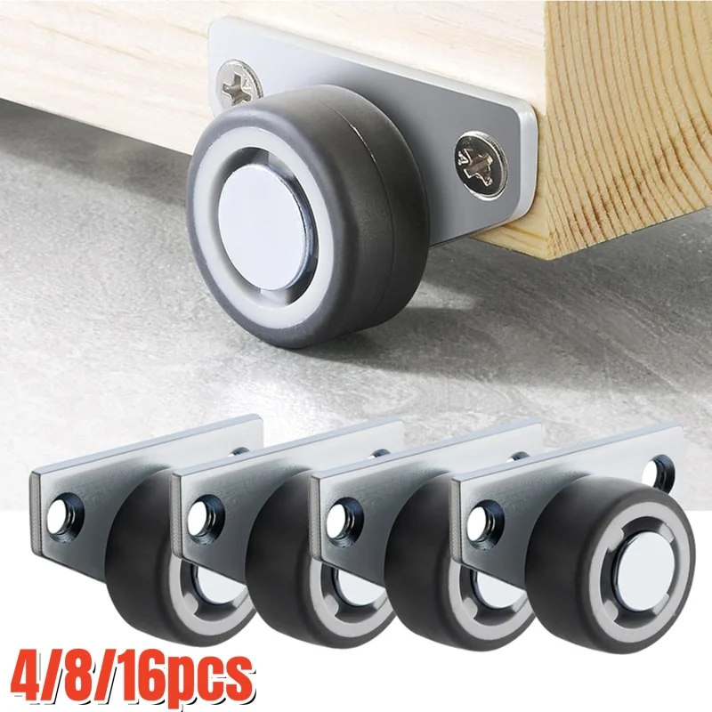4/16PCS Mini Side Mount Caster Wheels,Silent Rubber Furniture Casters,Directional Cartwheels For Trolley Drawer Kitchen Cabinets