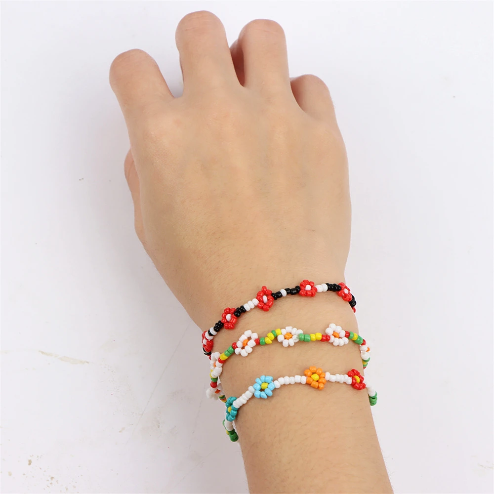 20 pz/lotto Vintage bohemien riso perline bracciali gioielli per le donne ragazze elasticità regolabile fatti a mano tessuti braccialetti