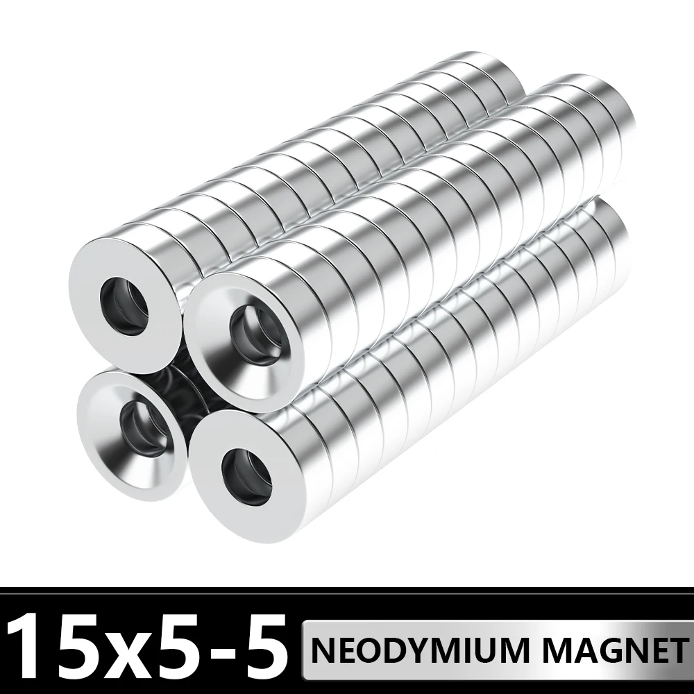 2~100Pcs Round Magnet With hole 15x5-5mm N35 NdFeB Super Powerful Neodymium Magnets Strong Permanent Magnetic imanes 15x5hole5