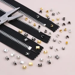 50/200pc Metal Zipper Stopper Set - Premium Aluminum Alloy, Easy Install, Ideal for Jackets, Bags, Footwear Repair