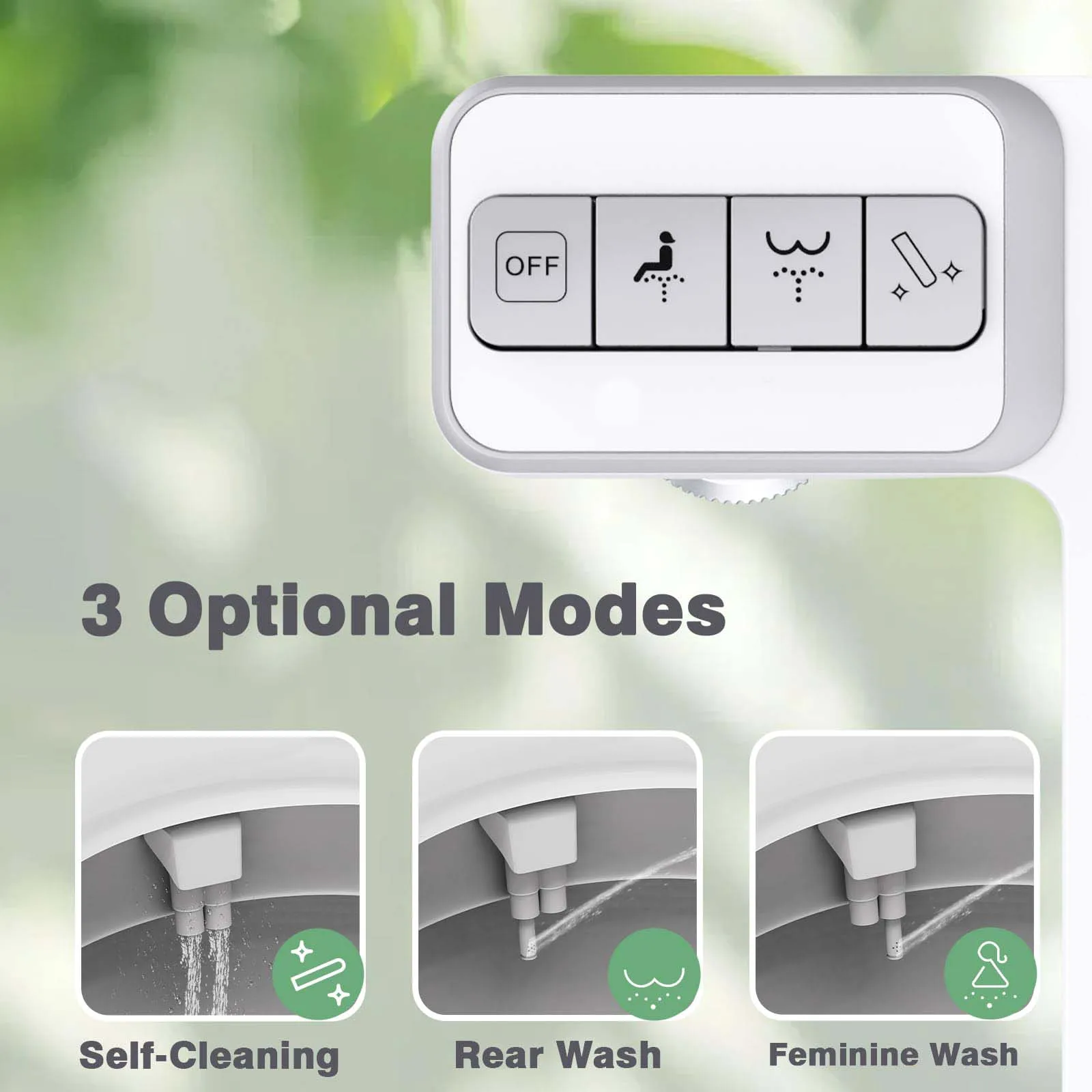 Bidet Attachment for Toilet - Non-Electric Self-Cleaning Dual Nozzles (Feminine & Rear Wash),Adjustable Water Pressure Control