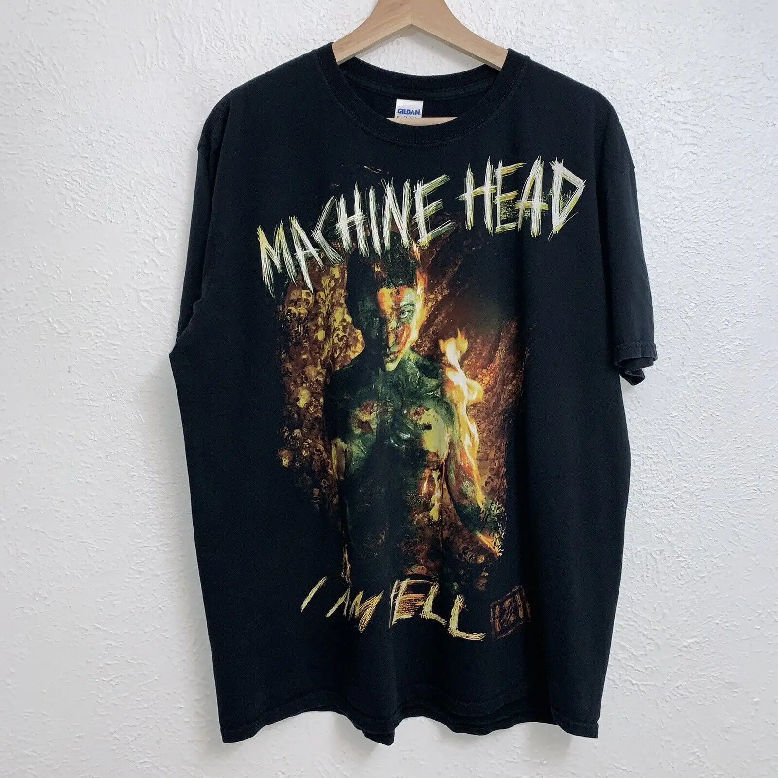 Machine Head I Am Hell Band Tee Black T-Shirt Double Sided Short Sleeve Sz XL