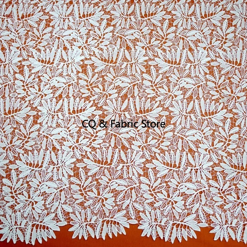 

Модная вышитая ткань, водорастворимая молочная шелковая кружевная ткань для платьев, дизайнерская ткань