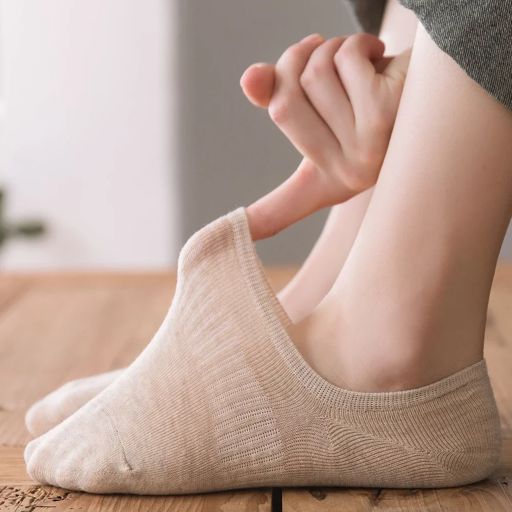 10 Pairs Unisex No-show Socks Women Men Low Cut Slipper Invisible Socks Summer Thin Cotton Short Socks
