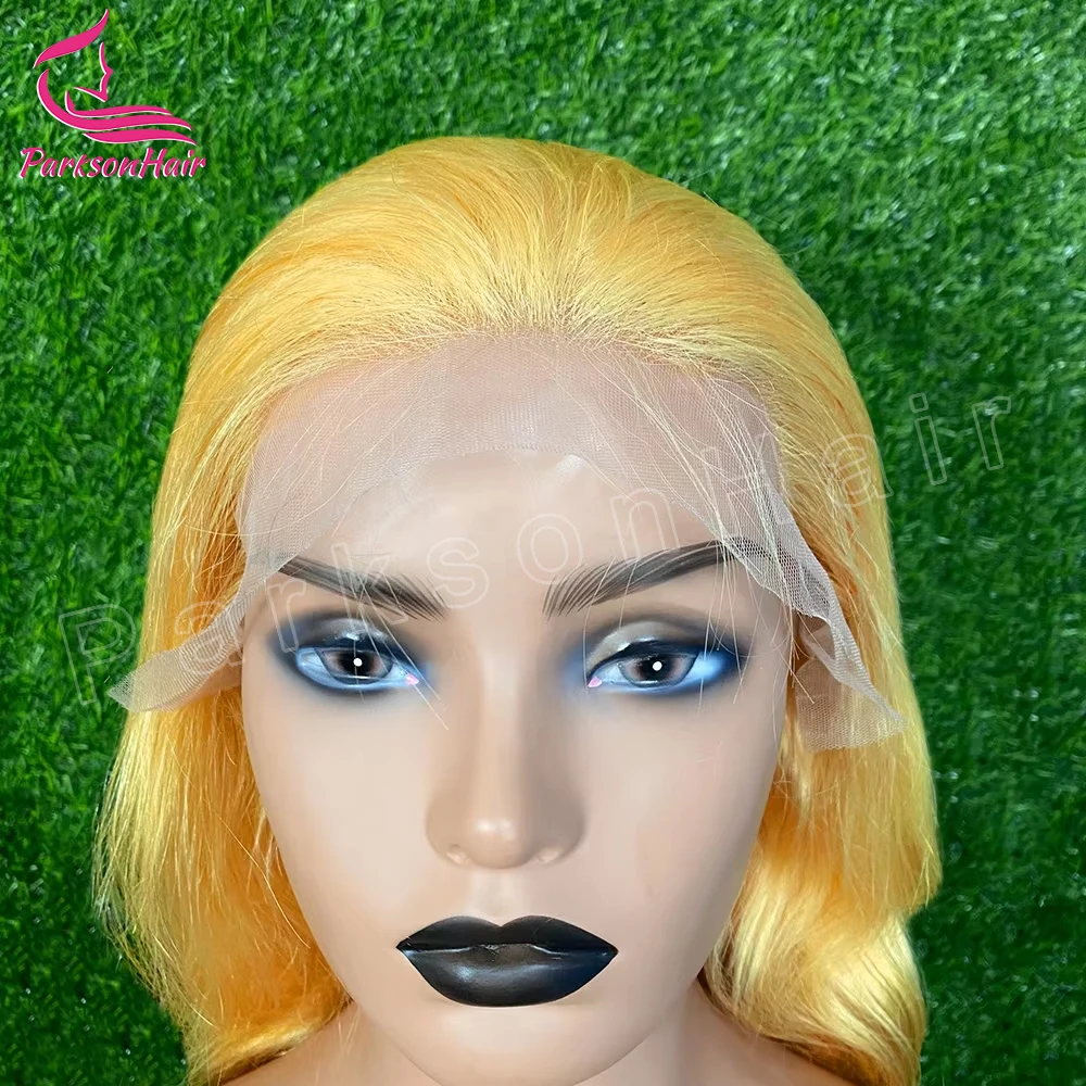 Yellow 13x4 13x6 Transparent Lace Frontal Wig Brazilian Straight 613 colored Human Hair T Part Lace Front Wigs Pre Plcuked 250%