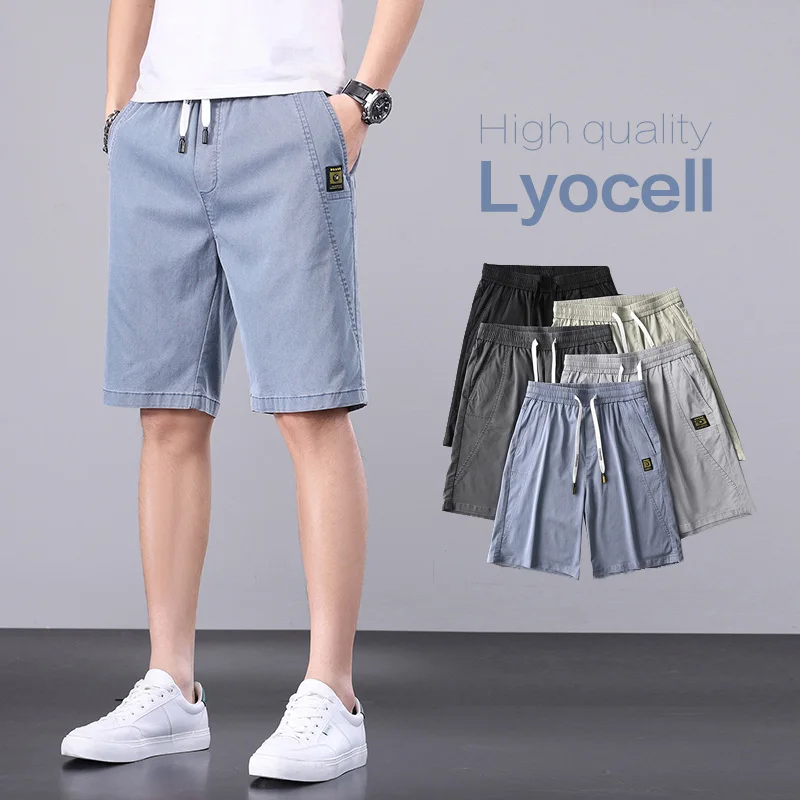 

Brand Clothing Summer Thin Men's Shorts Lyocell Fabric Breathable Casual Short Loose Breathable Bermuda Pants Plus Size M-5XL