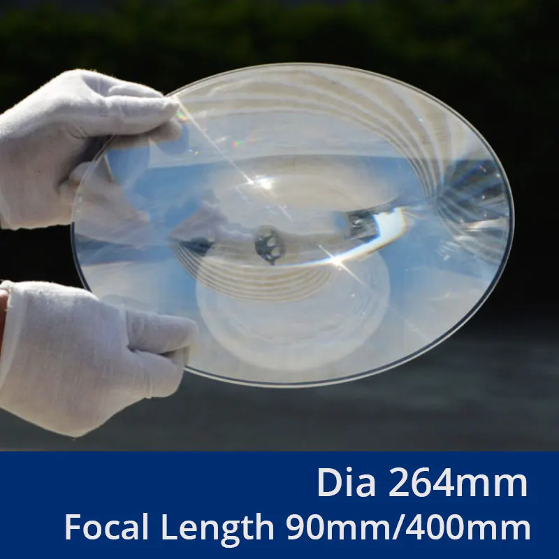 

264mm Optical PMMA Solar Fresnel Lens Focal Length 90mm 400mm Solar Concentrator Magnifying Glass 1PC