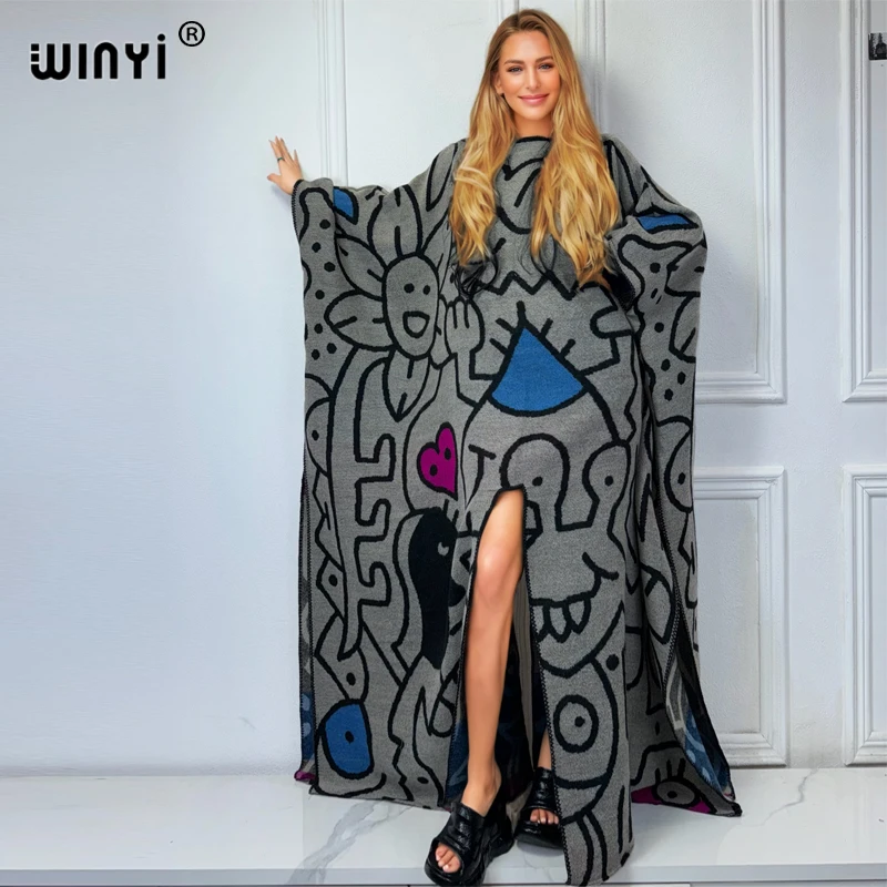 WINYI Africa winter long cloak maxi kaftan evening long dresses Elegant robe African Women outwears women abaya dubai luxury