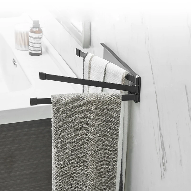 

Anti-Rust Stainless SteelBathroom Towel Holder Bath Rail Hanger Towel Holder 3 Swivel Bars Bathroom Wall Mounted Hanger Holder