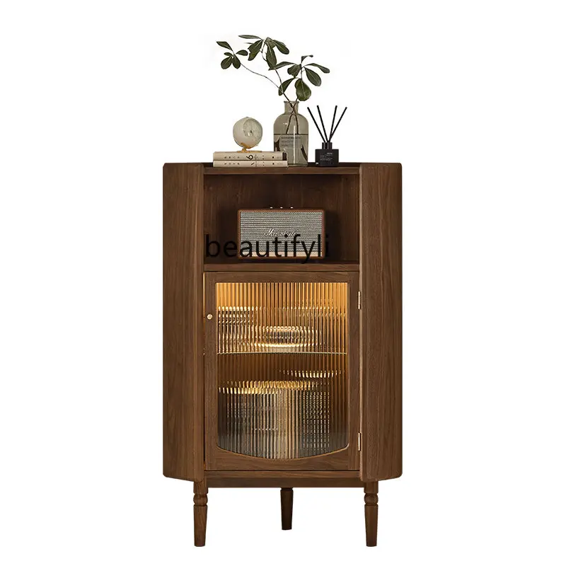 

Скандинавский треугольный шкаф из массива дерева для гостиной, угловой винный шкаф для столовой, многофункциональный шкаф для хранения