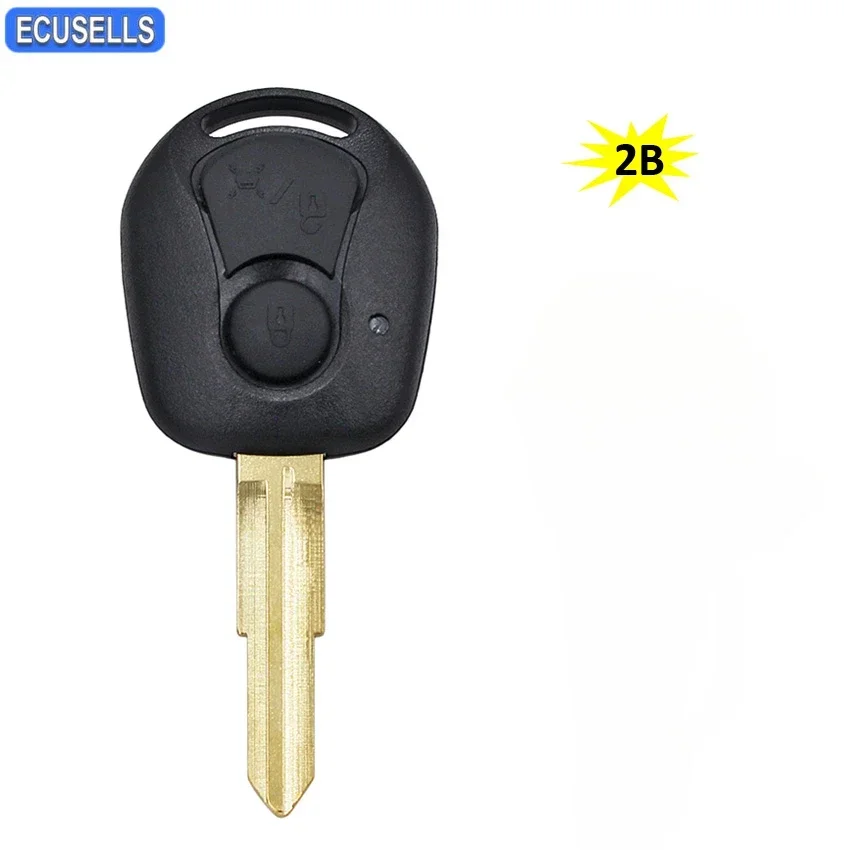 Ecusells 2 Button Remote Key Shell Case Smart Car Key Housing Cover Fob for Ssangyong Actyon Kyron Rexton Uncut Blade