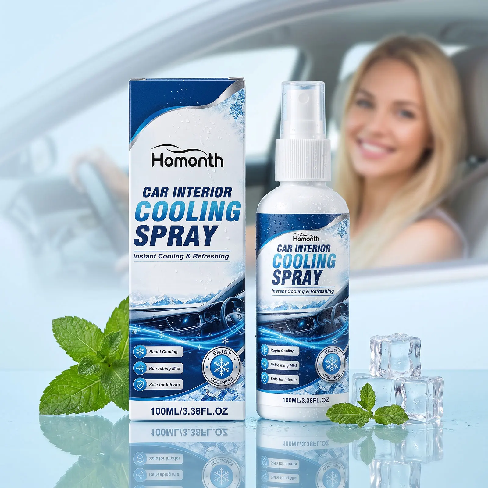 Car Cooling Spray,Summer Car Cooling Products,Car Interior Heat Relief,Quickly Cool Sun-Baked Car Interiors Motorcycle Seats