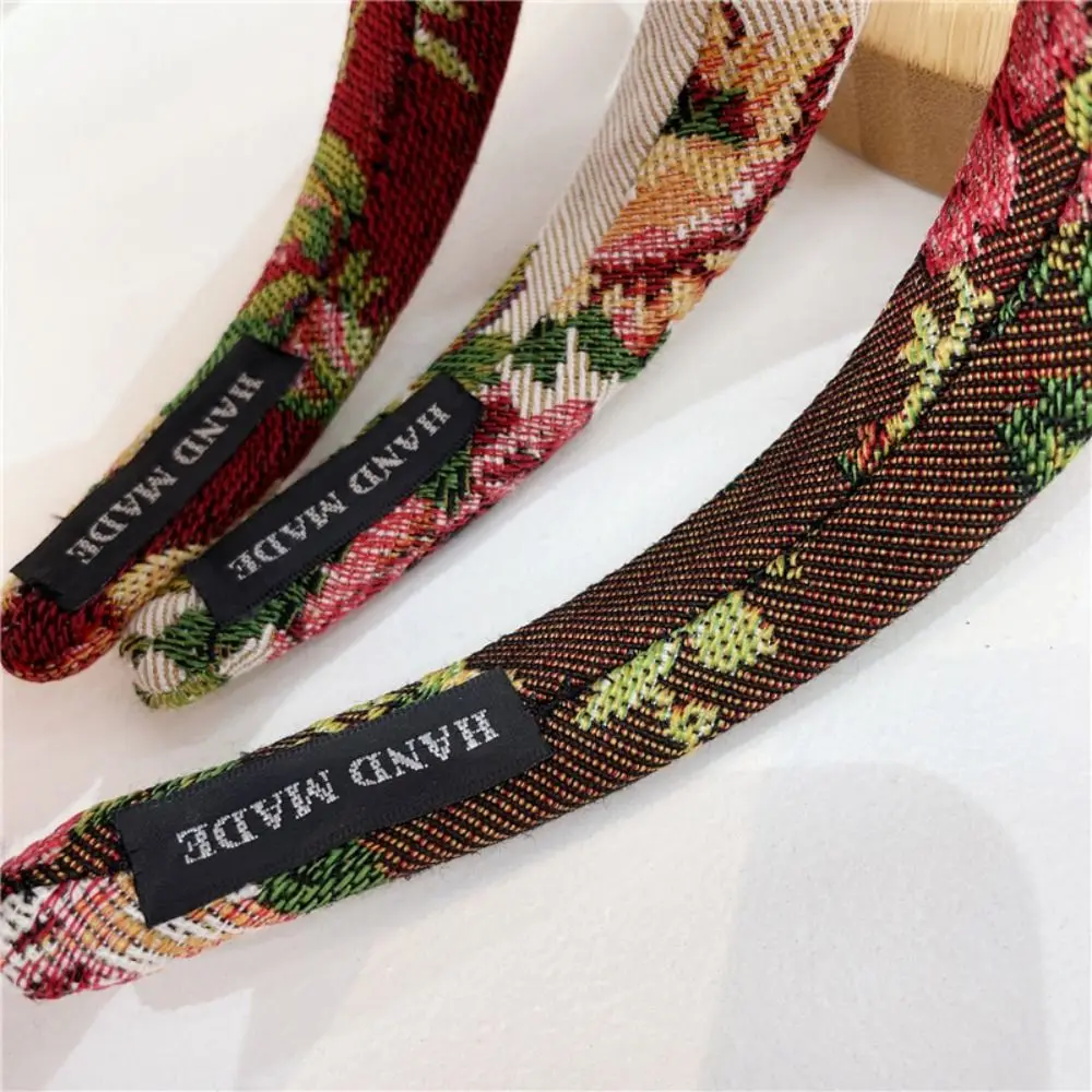 Korean Retro Elegant Embroidery Sponge Headband Sweet Temperament Hair Hoop for Women Girls Fashion Headwear