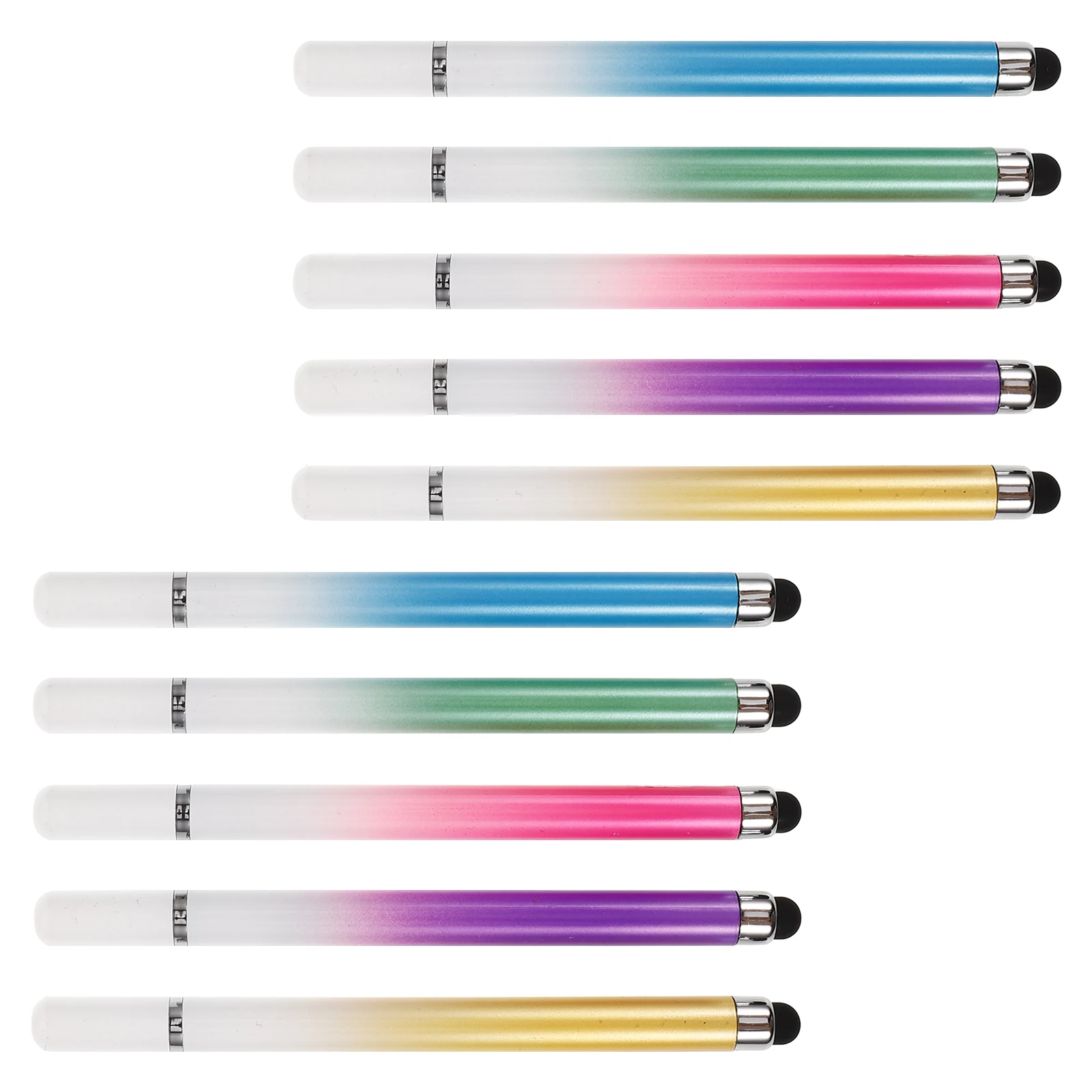 

10pcs Dual Head Capacitive Stylus Pen Macaron Gradient Color Disc Pens for Phone Tablet Drawing Purple Green Yellow