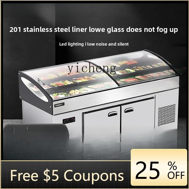 

H24 Ladder Display Cabinet Refrigerated Commercial Freezer Malatang BBQ Vegetable Fresh-keeping Ice Table Display Cabinet