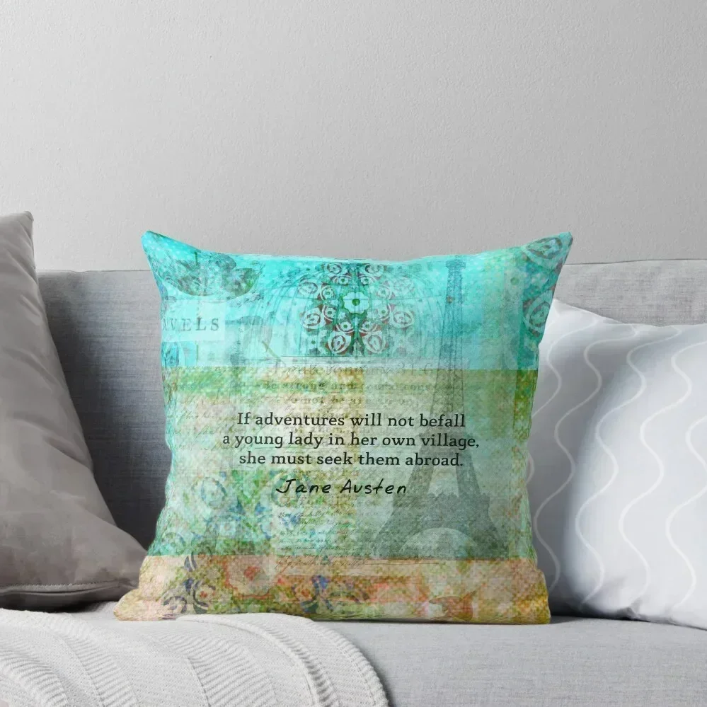 

Witty Jane Austen travel quote Throw Pillow luxury decor Custom Cushion home decor items luxury home accessories pillow