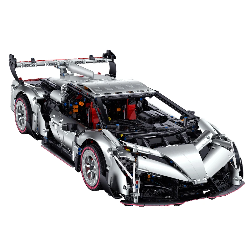 

Silver Rambo Sports Car Model Building Blocks Modified Speed Vehicle MOC 10532 1:8 High Tech Bricks DIY Set Toy Gift Boys Kits