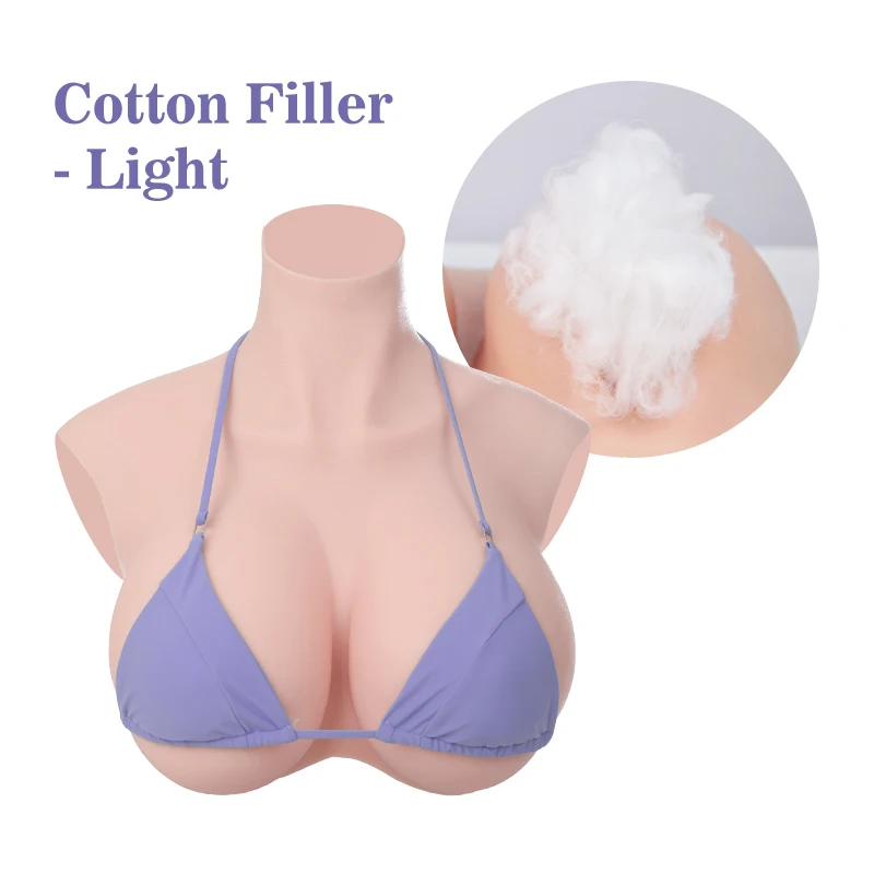 KUMIHO XXL SIZE Silicone Breast Forms Sissy High Collar Fake Chest Shemale Transgender Cosplay Crossdress Fake Boobs Plus Size