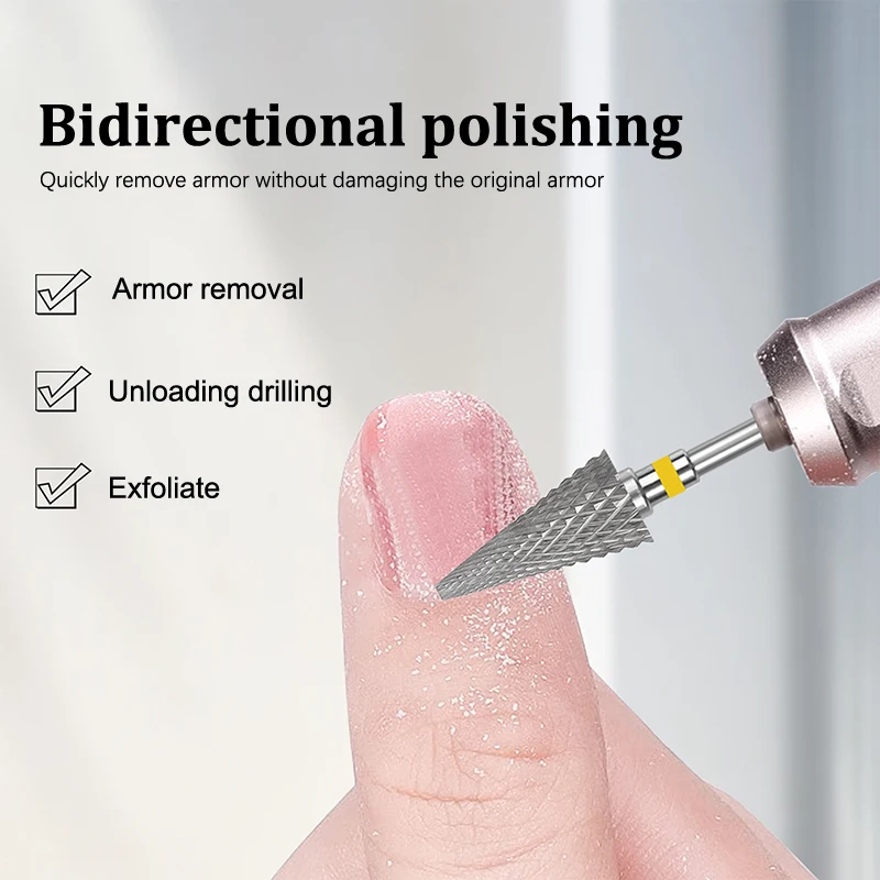 Tungsten Steel Milling Cutters For Manicure, Removing Gel Polish Nail Drill Bits Umbrella Shape Electric Equipment Tools