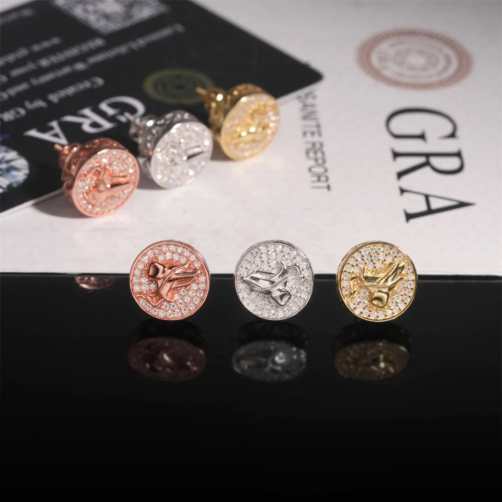 Iced Out D-Farbene Moissanit Handgefertigte Ohrstecker mit Schraubverschluss, Hip-Hop Rock 925 Sterling Silber Diamant-Ohrringe, Testergeprüft mit GRA – Detail 7
