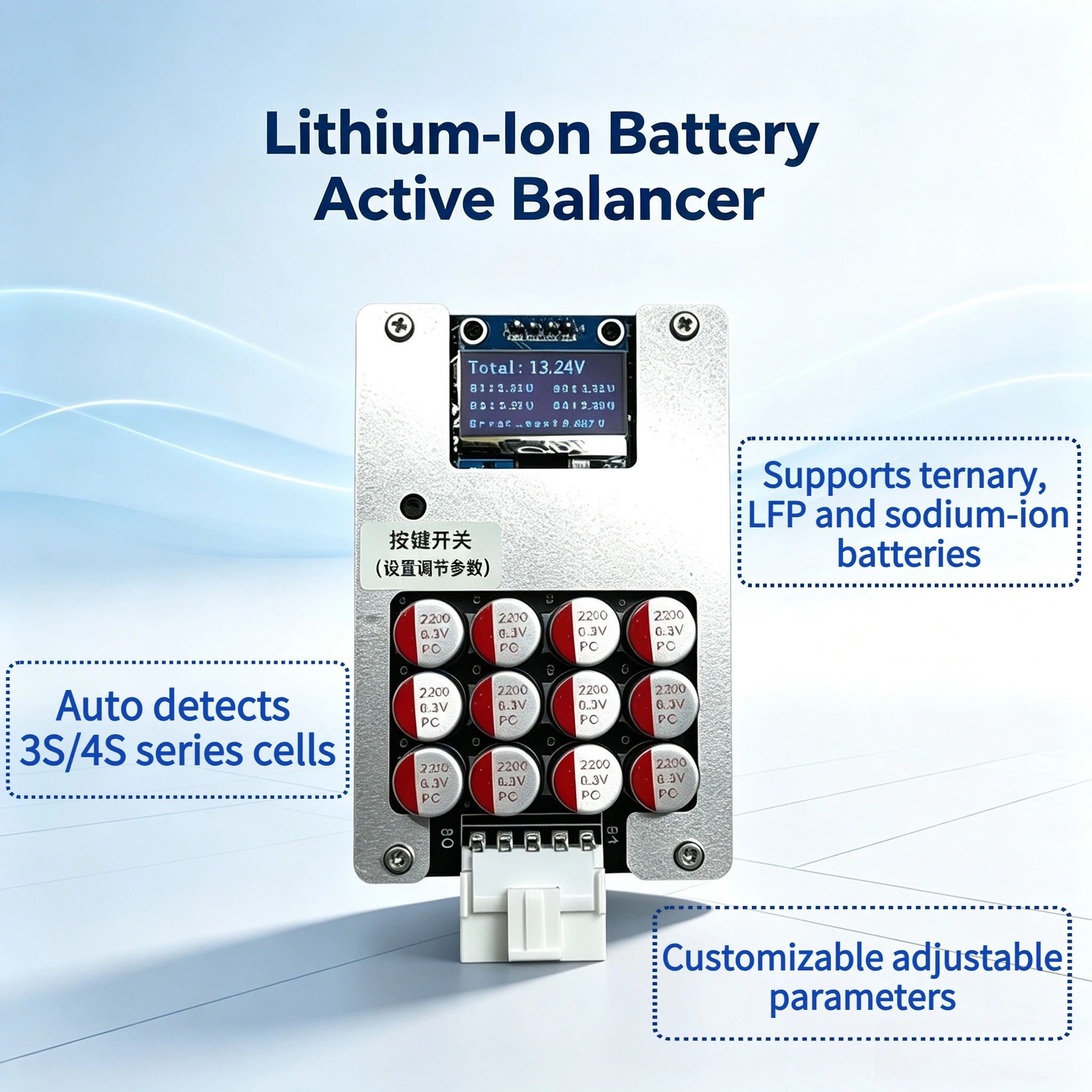 5A 3S 4S Active Balancer 12V Li-ion/Lifepo4 Equipped with OLED Screen Battery Capacitor Balancer