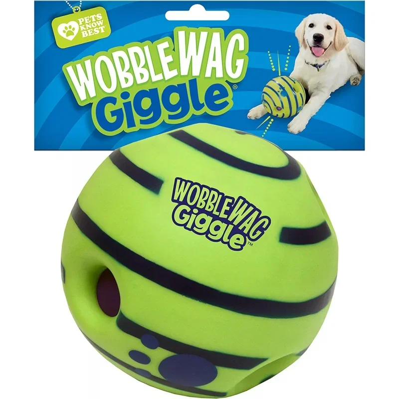 Wobble Wag Giggle Ball, Interactive Dog Toy, Fun Giggle Sounds When Rolled or Shaken